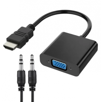 Переходник-адаптер HDMI-VGA+AUX кабель 0,1м - Черный