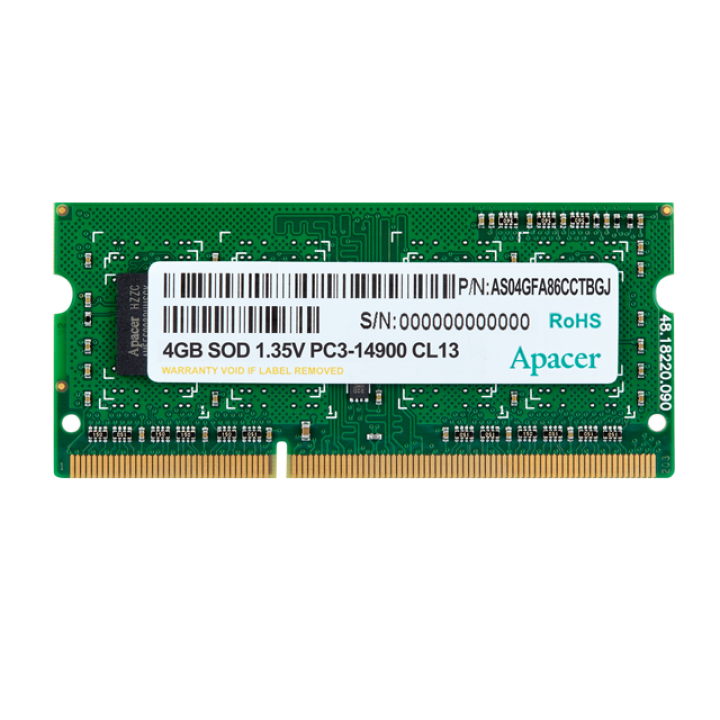 Память SO-DIMM 8GB Apacer DDR3L 1600 SO DIMM DV.08G2K.KAM Non-ECC, CL11, 1.35V, AS08GFA60CATBGJ, 512