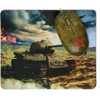 Мышь CBR Tank Battle USB, Мышь сувенирная+ коврик 1200 dpi, рисунок