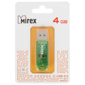 Флэш диск Mirex Elf Green 4GB 13600-FMUGRE04