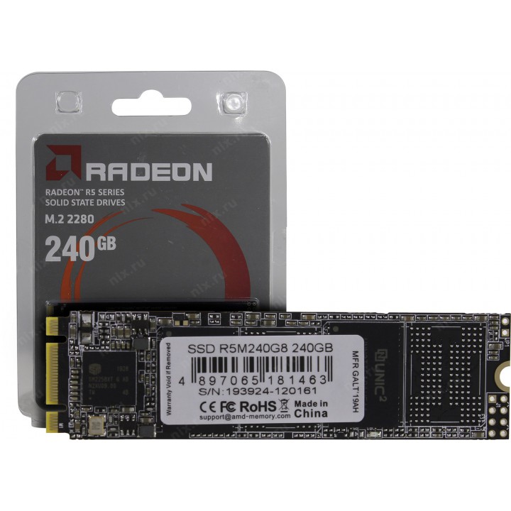 SSD AMD M.2 2280 240GB AMD Radeon R5 Client SSD R5MP240G8 PCIe Gen3x4 with NVMe, 2030/1120, IOPS 200