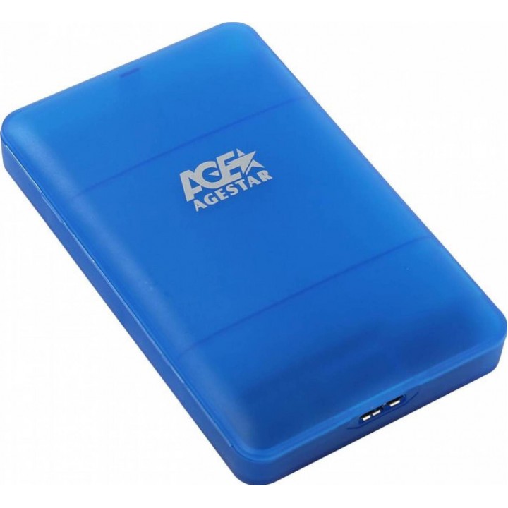 Внешний корпус 2.5"" SATA HDD/SSD AgeStar 3UBCP1-6G (BLUE) USB 3.0, пластик, синий, безвинтовая конс