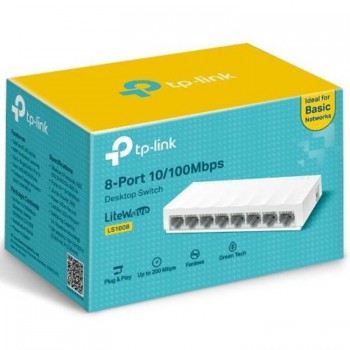 TP-Link Коммутатор LS1008, 8 портов Ethernet 100 Мбит/с
