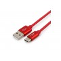 Кабель USB 2.0 Cablexpert, AM/Type-C, серия Silver, длина 1м, красный, блистер