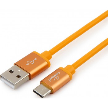 Кабель USB 2.0 Cablexpert, AM/Type-C, серия Silver, длина 1м, оранжевый, блистер