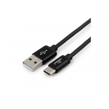 Кабель USB 2.0 Cablexpert, AM/Type-C, серия Silver, длина 1м, черный, блистер