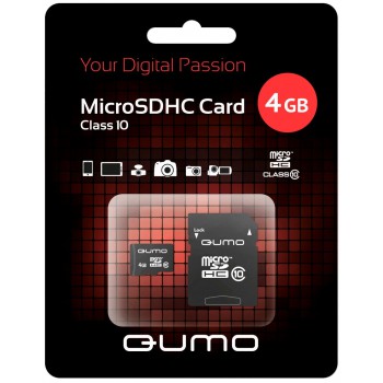 Флеш Карта MicroSD 4Gb QUMO QM4GMICSD10 {MicroSD Class 10, SD adapter}