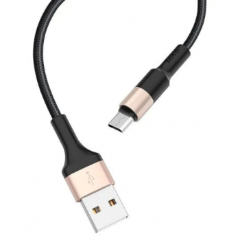 Кабель USB Micro/ HOCO HC-80213 X26/ 1m/ 2A/ Нейлон/ Black&Gold