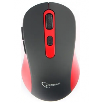 Мышь беспров. Gembird MUSW-221-R, чёрный/красный, 5кн.+колесо-кнопка, 800/1200/1600DPI, 2.4ГГц