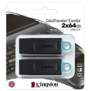 Флэш-накопитель 64GB DataTraveler Exodia  2 Pieces DTX/64GB-2P USB 3.2 Gen1, black + teal