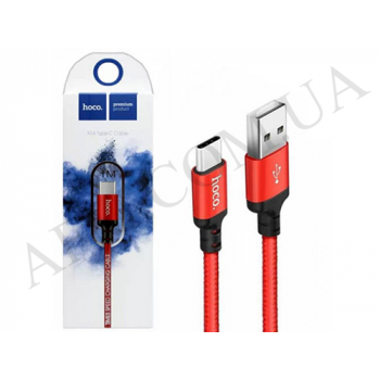Кабель USB 2.0 hoco X14, AM/Type-C M, черно-красный, 1м
