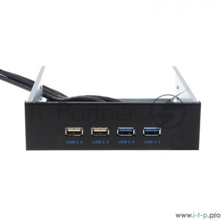Планка USB на переднюю панель ExeGate U5H-614, 5.25", 2*USB+2*USB 3.0, черная, подсоед-е к мат.плате