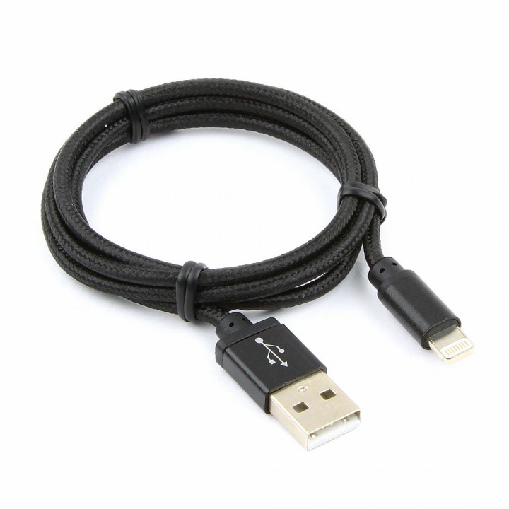 Кабель USB 2.0 Cablexpert, AM/Lightning 8P, 1м, нейлоновая оплетка, алюминиевые разъем, черный