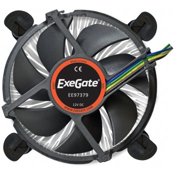 Кулер ExeGate EE97379, Al, S1150/1151/1155/1156, TDP 65W, Hydro bearing, 4pin, 23.5db, BOX