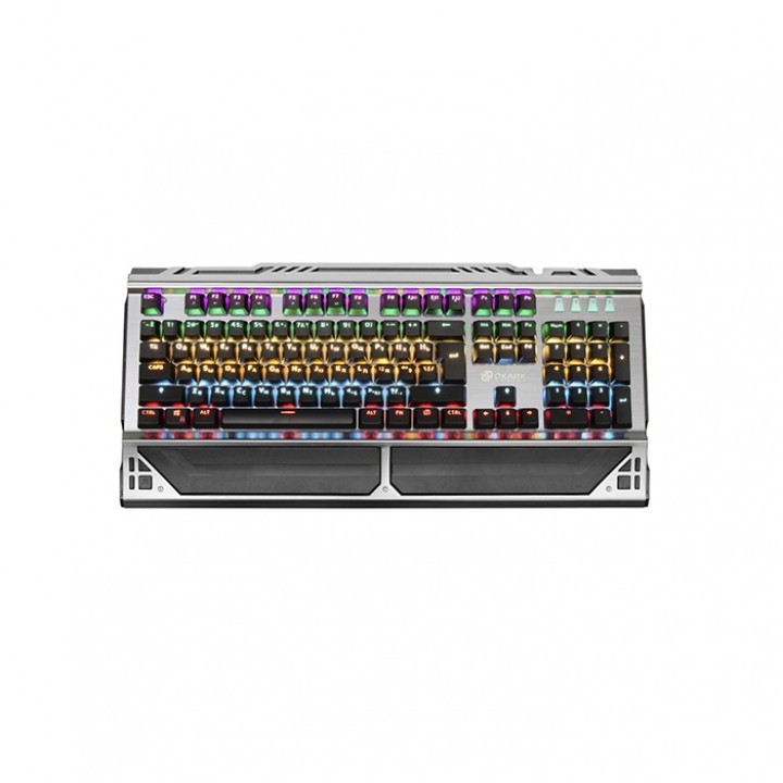 Клавиатура Oklick 980G HUMMER механическая черный USB LED (подставка для запястий)