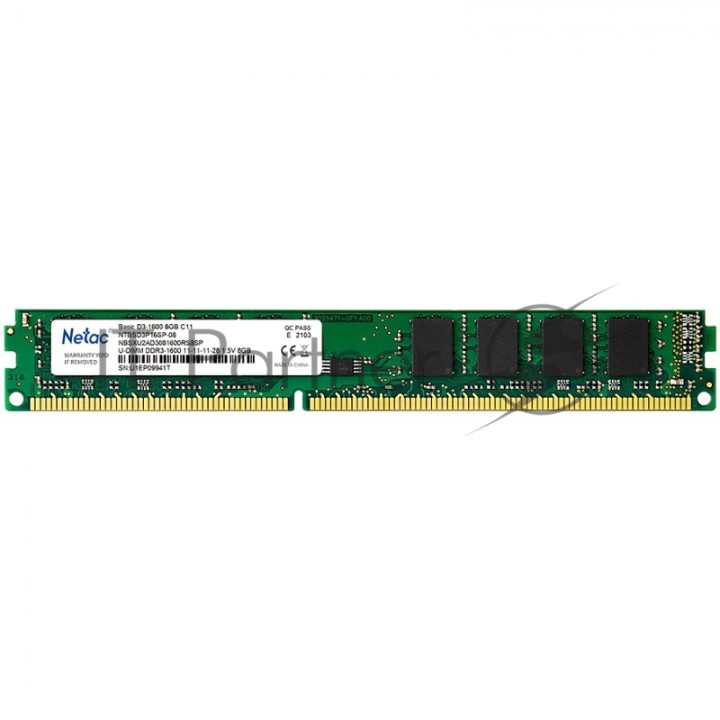 Память Netac 8GB DDR3 1600MHz CL11 1.5V / NTBSD3P16SP-08