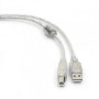 Кабель USB 2.0 Pro Cablexpert CCF-USB2-AMBM-TR-10, AM/BM, 3м, экран, феррит.кольца, прозрачный, паке