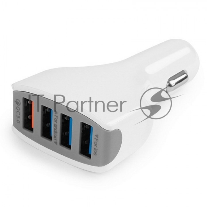 Адаптер питания Cablexpert MP3A-UC-CAR18, 12V->5V 4-USB, поддержка quick charge 3.0