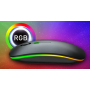 Мышь беспроводная бесшумная /Черная/ с подсветкой RGB c адаптером USB