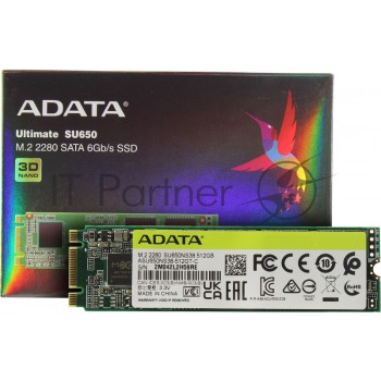 Твердотельный накопитель SSD M.2 2280 512GB ADATA SU650 Client SSD [ASU650NS38-512GT-C] SATA 6Gb/s, 