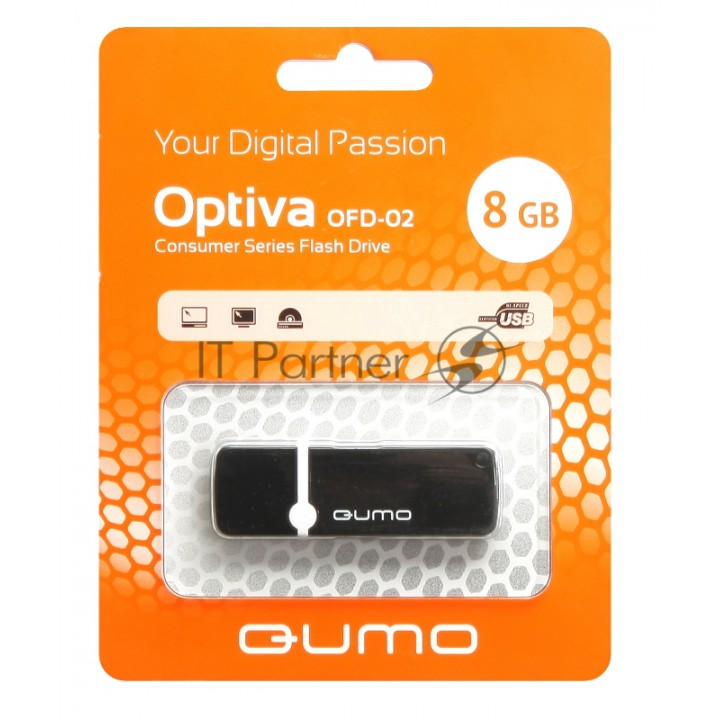 Флэш Диск QUMO 8GB Optiva 02 Black QM8GUD-OP2-black