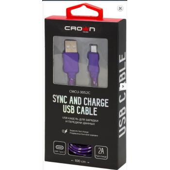 Кабель Crown USB - USB Type-C CMCU-3052C violet
