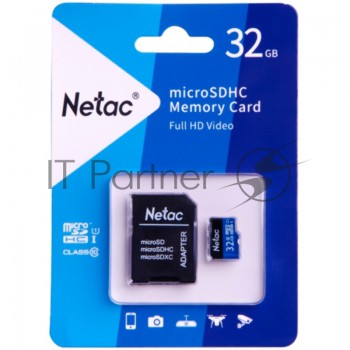 Флеш карта microSDHC 32GB Netac P500 <NT02P500STN-032G-R>  (с SD адаптером) 80MB/s