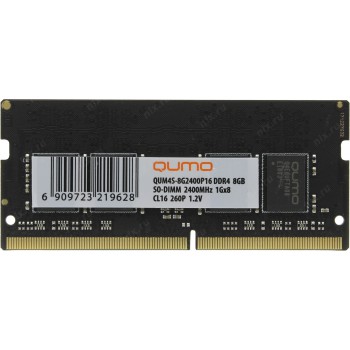 Модуль памяти QUMO SO-DIMM DDR-4 8GB  2400MHz  1Gx8   Retai CL16 (QUM4S-8G2400P16)