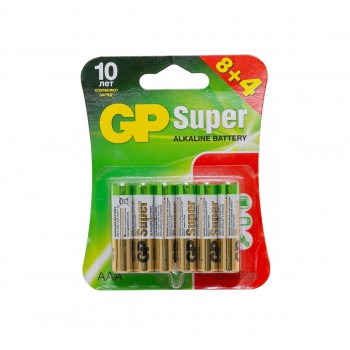 Батарея GP Super Alkaline 24A LR03 AAA (промо:8+4) (12шт)