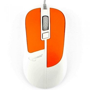 Мышь Gembird MOP-410-O, USB, оранжевый, 3 кнопки+колесо кнопка, soft touch, 1600 DPI, кабель 1.5м