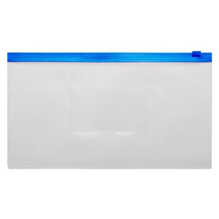 Папка на молнии ZIP Бюрократ BPM6Ablue А6 карман под визитку ПП пластик 0.15мм синяя молния