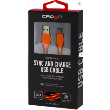 Кабель Crown USB - USB Type-C CMCU-3042C orange