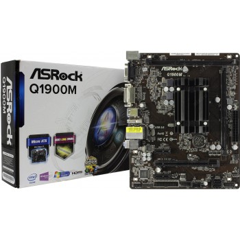 Материнская плата Asrock Q1900M + Celeron J1900 2xDDR3, Intel HD Graphics, 5.1CH, 1000 Мбит/с, USB3.