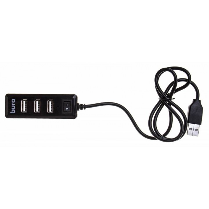 Разветвитель USB 2.0 Buro BU-HUB4-0.5R-U2.0 4порт. черный