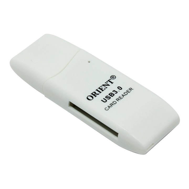 Картридер ORIENT CR-017W, USB 3.0, SDXC/SD 3.0 UHS-1/SDHC/microSD/T-Flash, белый