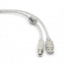 Кабель USB 2.0 Pro Cablexpert CCF-USB2-AMBM-TR-6, AM/BM, 1,8м, экран, феррит.кольца, прозрачный, пак