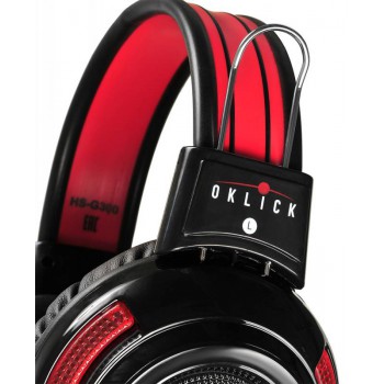 Наушники с микрофоном Oklick HS-G300 черный/красный 2.5м мониторы оголовье (AH-V1)