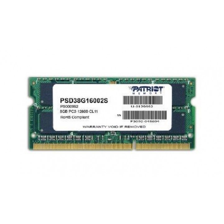 Память SO-DIMM DDR3 PATRIOT 8Gb 1600MHz PSD38G16002S RTL PC3-12800 CL11 204-pin 1.5В