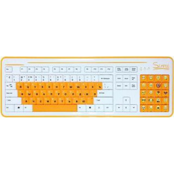 Клавиатура CBR  "S8" White, 86+20 доп. кл.(смайлы на цифровом блоке), USB