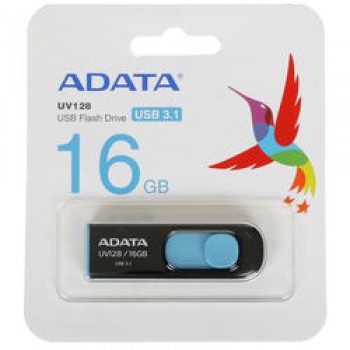 Флеш накопитель 16GB A-DATA UV128, USB 3.0, черный/синий <AUV128-16G-RBE>