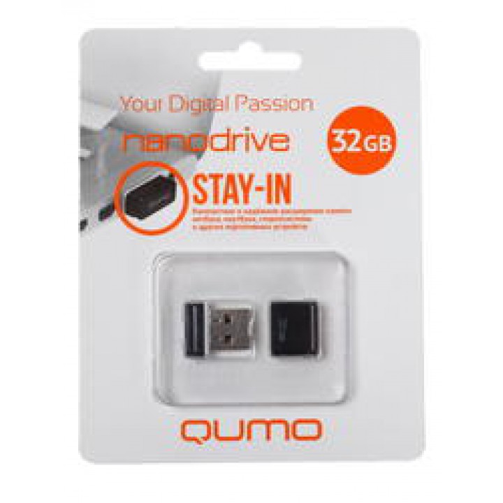 Флеш Диск 32GB QUMO NANO [QM32GUD-NANO-B] Black USB 2.0