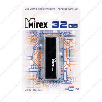 Флеш диск 32GB Mirex Line, USB 2.0, черный