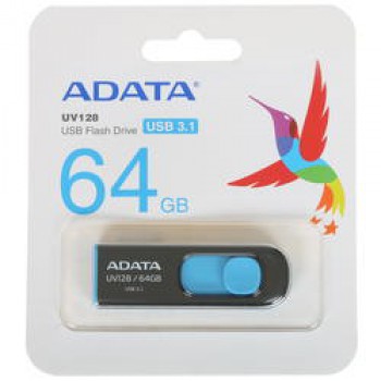 Флеш Диск 64GB A-DATA UV128, USB 3.0, черный/синий