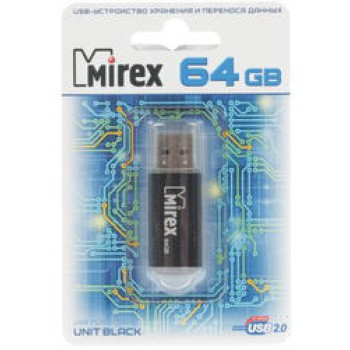 Флеш Диск 64GB Mirex Unit, USB 2.0, Черный