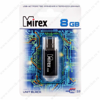 Флеш диск 8GB Mirex Unit, USB 2.0, черный