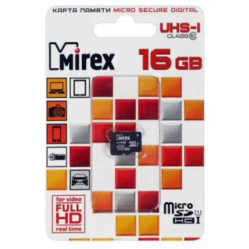 Карта памяти microSDHC MIREX 16GB (UHS-I, class 10)13612-MCSUHS16 <13612-MCSUHS16>