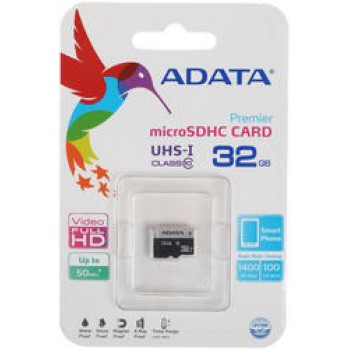 Флеш карта microSDHC 32GB ADATA  UHS-1 CL10 (AUSDH32GUICL10-RA1) + SD adaptor