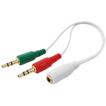 Кабель аудио сигнала Cablexpert CCA-418W, джек3.5 нушники + 3.5 микрофон-) джек3.5 4pin, длина 20см,