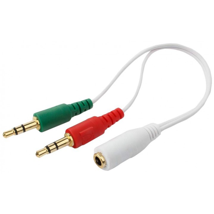 Кабель аудио сигнала Cablexpert CCA-418W, джек3.5 нушники + 3.5 микрофон-) джек3.5 4pin, длина 20см,