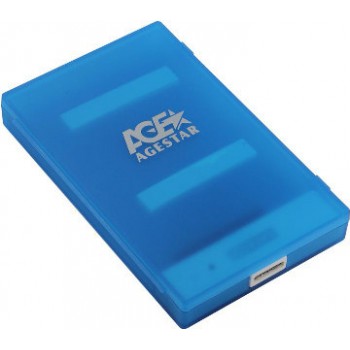 Внешний корпус 2.5" SATA HDD/SSD AgeStar 3UBCP1-6G (BLUE) USB 3.0, пластик, синий, безвинтовая конст